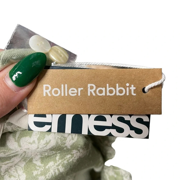 Roller Rabbit Caxias Darya Dress Sage Green White Floral Size Medium - Picture 8 of 10